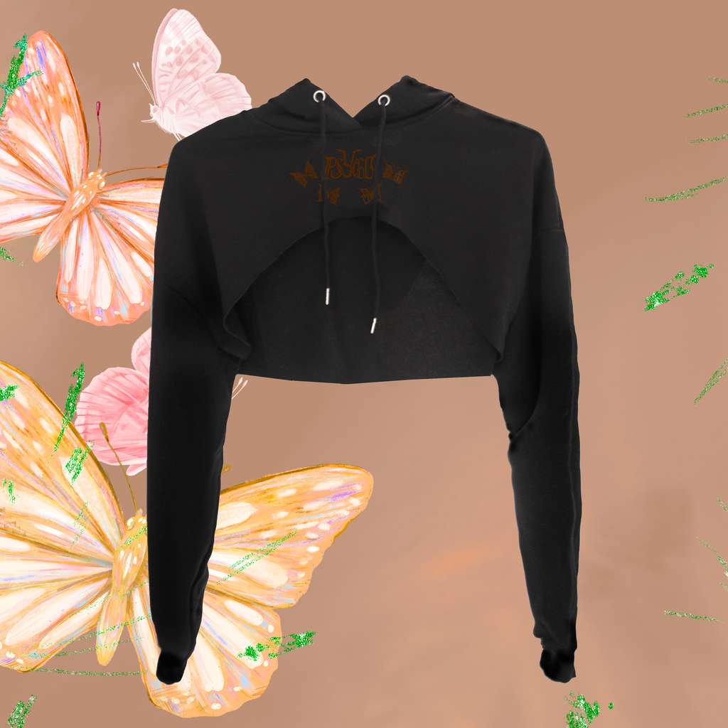 PSYCHO Butterflies Super Cropped Hoodie Extended Sizes